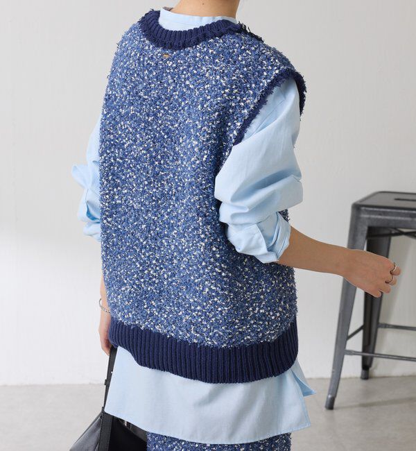  「ツイードライクニットベスト」|ニット・セーター|