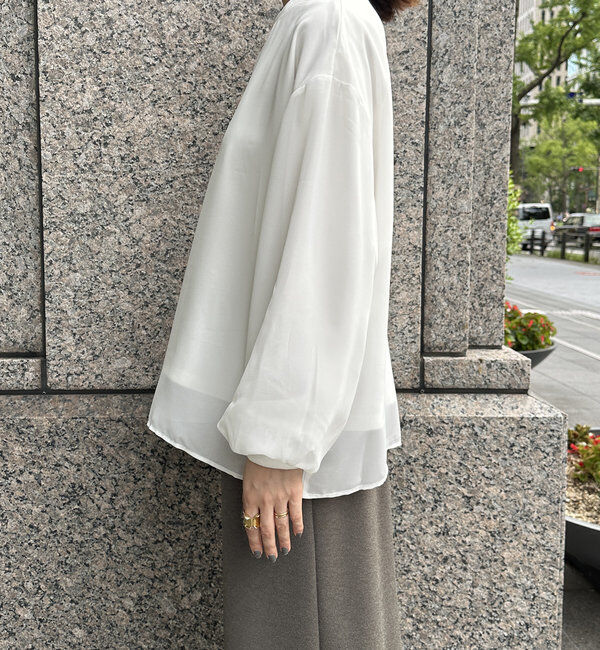  「【WEB限定】裏毛&times;シフォンレイヤードプルオーバー」|Tシャツ・カットソー|