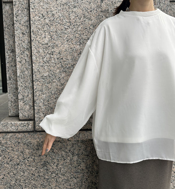  「【WEB限定】裏毛&times;シフォンレイヤードプルオーバー」|Tシャツ・カットソー|