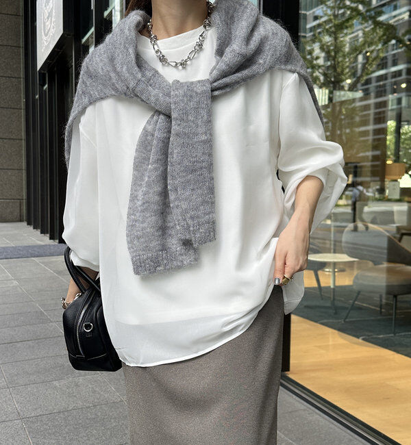  「【WEB限定】裏毛&times;シフォンレイヤードプルオーバー」|Tシャツ・カットソー|