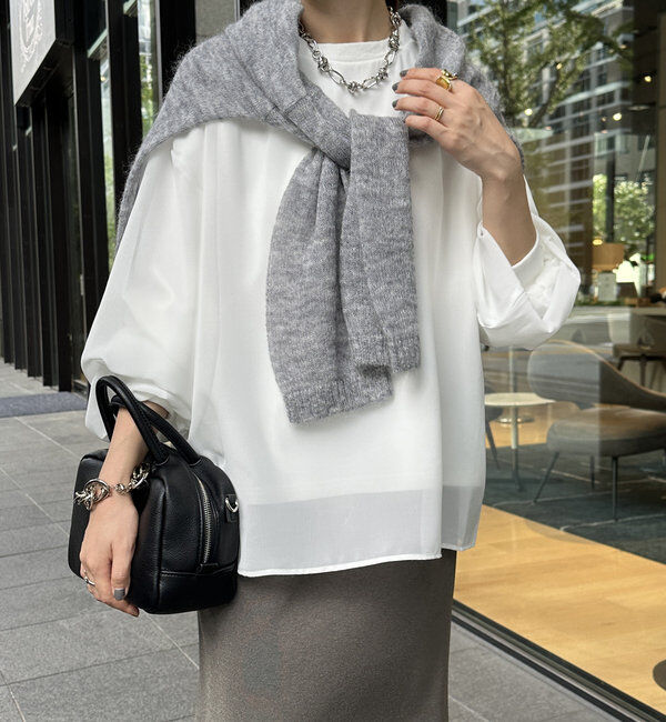  「【WEB限定】裏毛&times;シフォンレイヤードプルオーバー」|Tシャツ・カットソー|