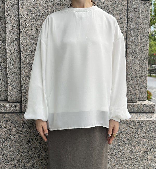  「【WEB限定】裏毛&times;シフォンレイヤードプルオーバー」|Tシャツ・カットソー|