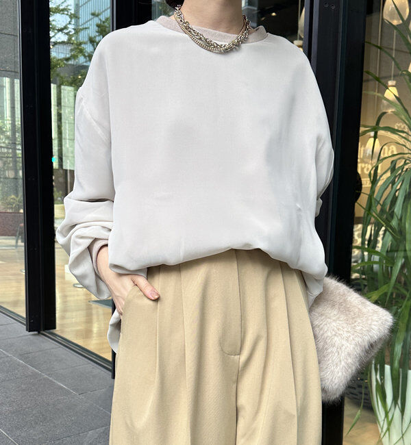  「【WEB限定】裏毛&times;シフォンレイヤードプルオーバー」|Tシャツ・カットソー|