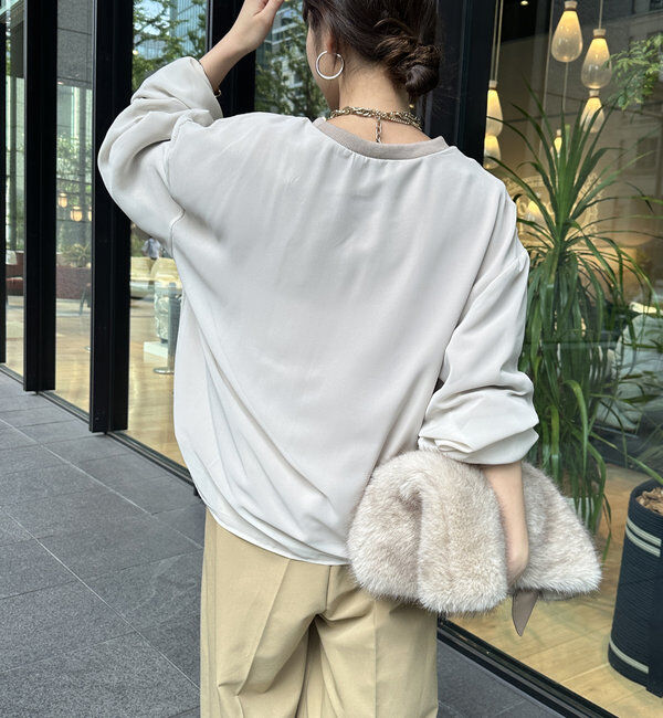  「【WEB限定】裏毛&times;シフォンレイヤードプルオーバー」|Tシャツ・カットソー|