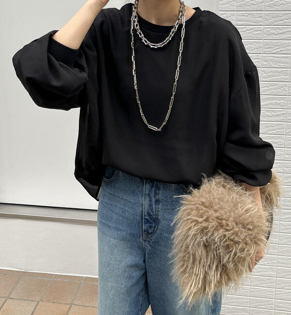  「【WEB限定】裏毛&times;シフォンレイヤードプルオーバー」|Tシャツ・カットソー|