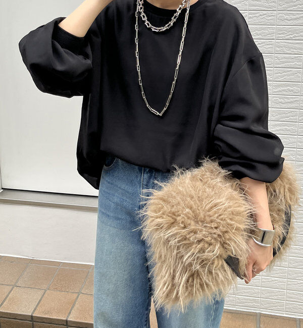  「【WEB限定】裏毛&times;シフォンレイヤードプルオーバー」|Tシャツ・カットソー|