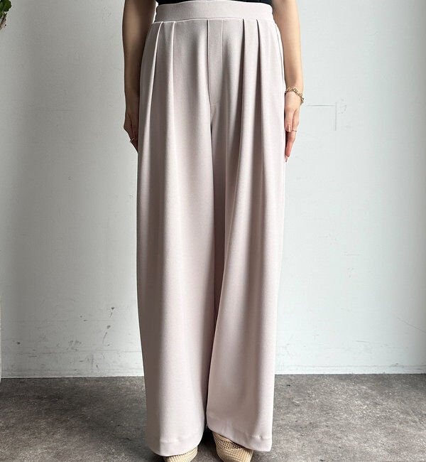  「ボンディングジョーゼットタックワイドパンツ」|チノ|