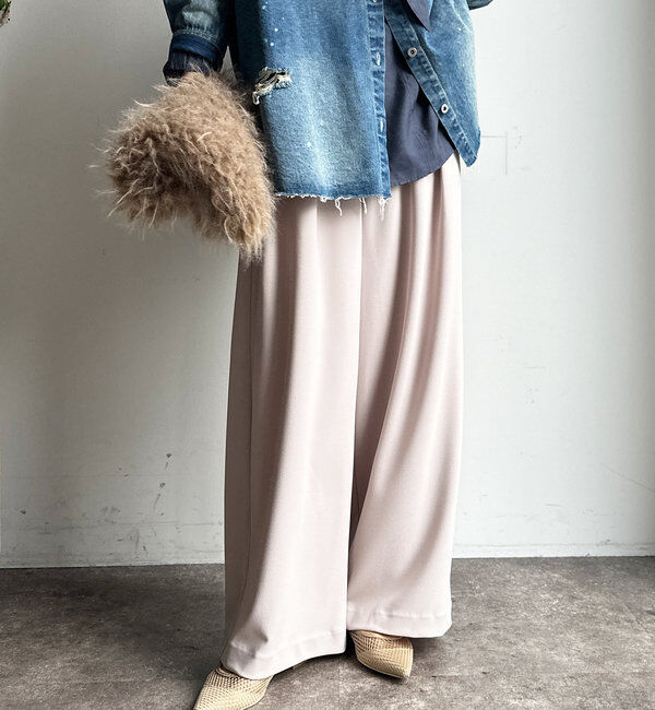  「ボンディングジョーゼットタックワイドパンツ」|チノ|