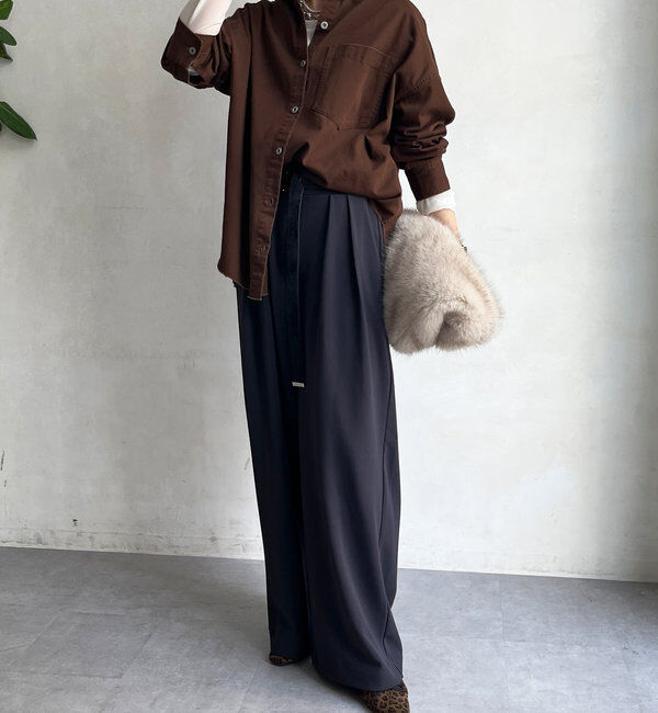  「ボンディングジョーゼットタックワイドパンツ」|チノ|