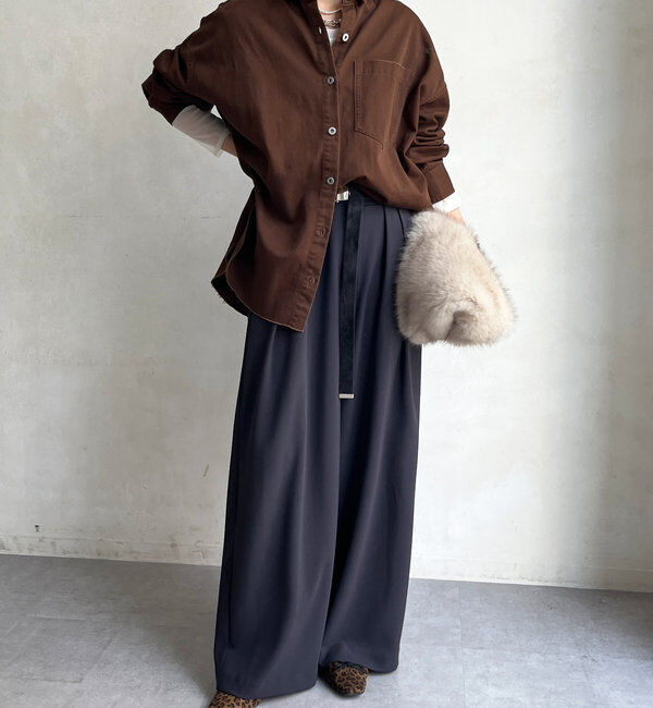  「ボンディングジョーゼットタックワイドパンツ」|チノ|