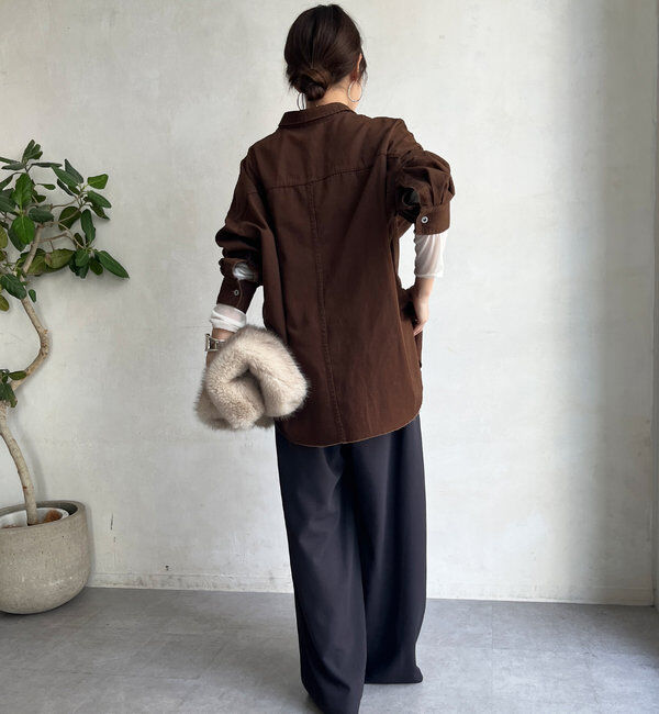  「ボンディングジョーゼットタックワイドパンツ」|チノ|