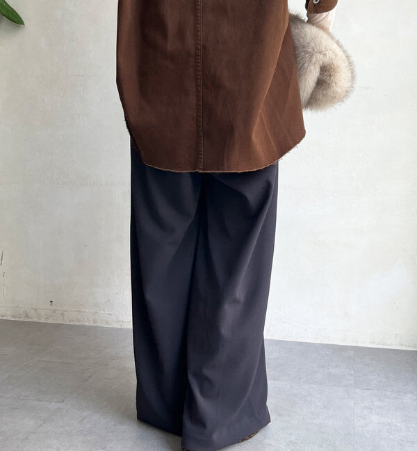  「ボンディングジョーゼットタックワイドパンツ」|チノ|