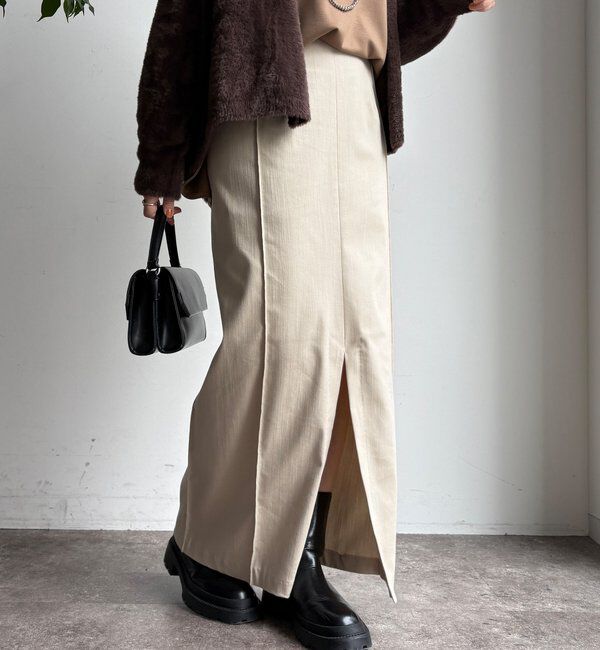  「【一部WEB限定カラー】リヨセルデニムボックスピンタックスカート」|スカート|ベージュ