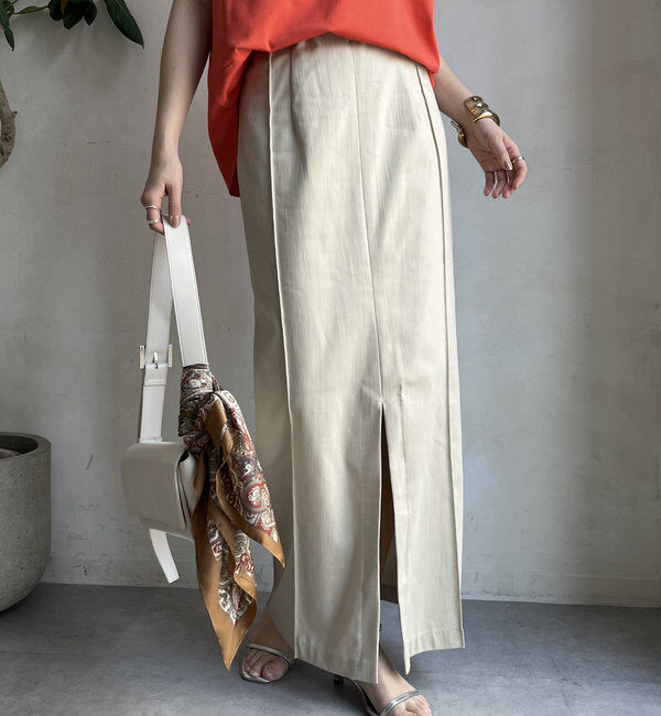  「【一部WEB限定カラー】リヨセルデニムボックスピンタックスカート」|スカート|