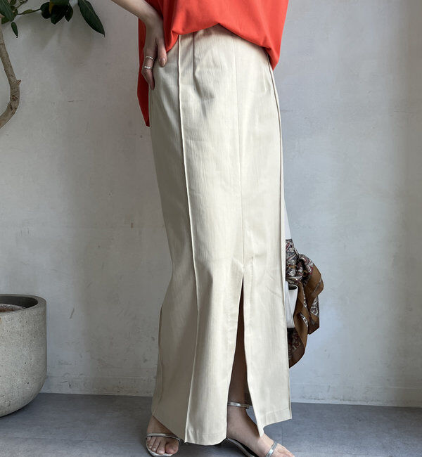  「【一部WEB限定カラー】リヨセルデニムボックスピンタックスカート」|スカート|