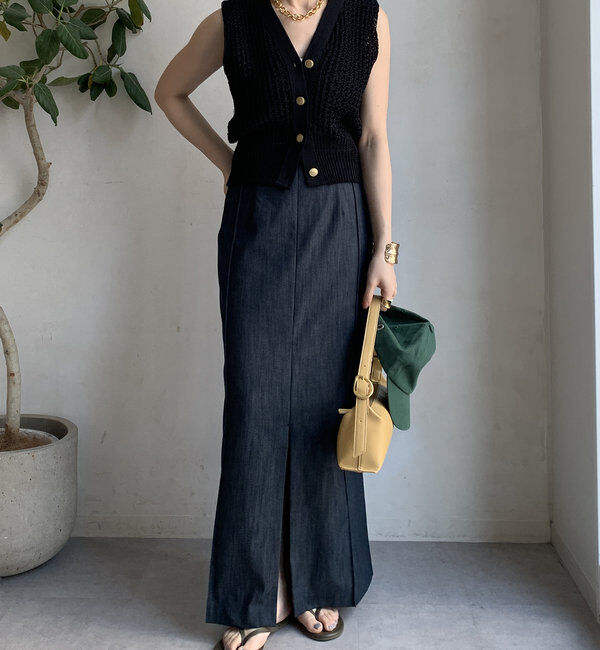  「【一部WEB限定カラー】リヨセルデニムボックスピンタックスカート」|スカート|