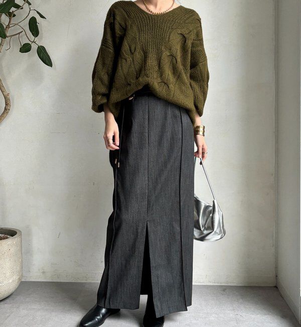  「【一部WEB限定カラー】リヨセルデニムボックスピンタックスカート」|スカート|