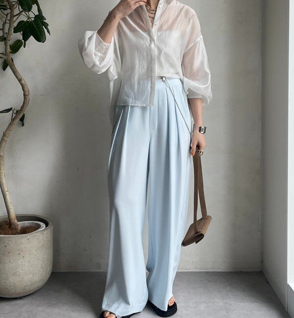  「【WEB限定】バックフリル異素材切替シャツ」|シャツ・ブラウス|