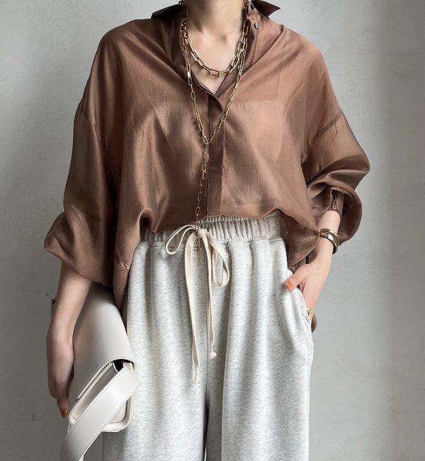  「【WEB限定】バックフリル異素材切替シャツ」|シャツ・ブラウス|