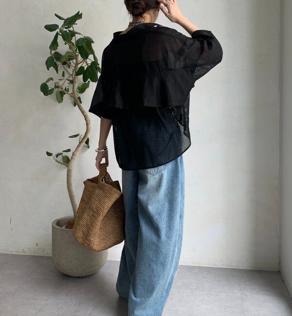  「【WEB限定】バックフリル異素材切替シャツ」|シャツ・ブラウス|