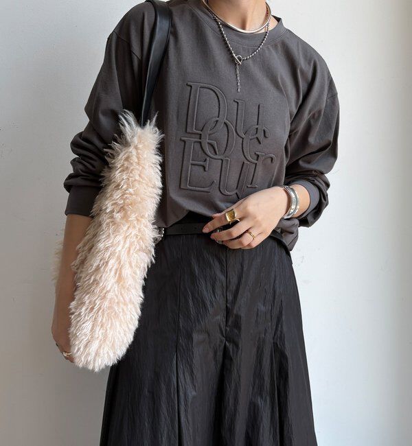  「【WEB限定】DouceurエンボスバックジップロンTEE」|Tシャツ・カットソー|ダークグレー