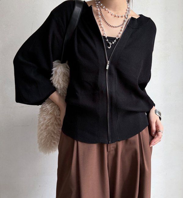  「【WEB限定】前後２WAYジップニット」|ニット・セーター|