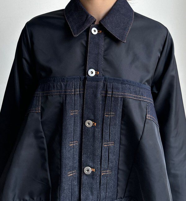  「【WEB限定】デニム異素材切替ブルゾン」|ブルゾン・スタジャン|