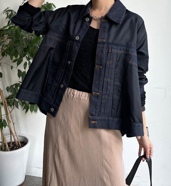  「【WEB限定】デニム異素材切替ブルゾン」|ブルゾン・スタジャン|