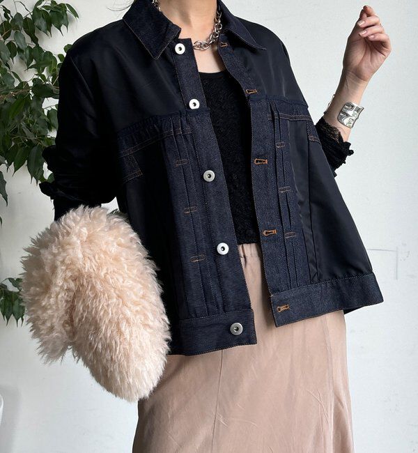  「【WEB限定】デニム異素材切替ブルゾン」|ブルゾン・スタジャン|