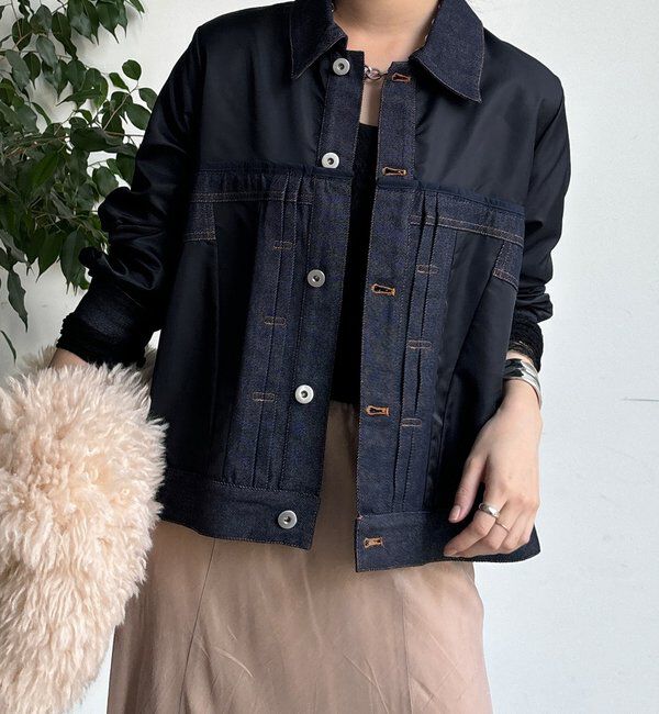  「【WEB限定】デニム異素材切替ブルゾン」|ブルゾン・スタジャン|