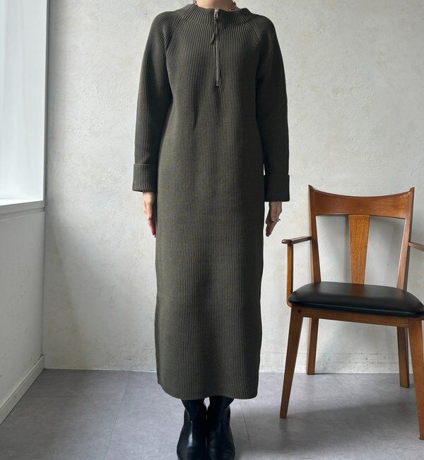  「【WEB限定】ジップニットワンピース」|ワンピース|