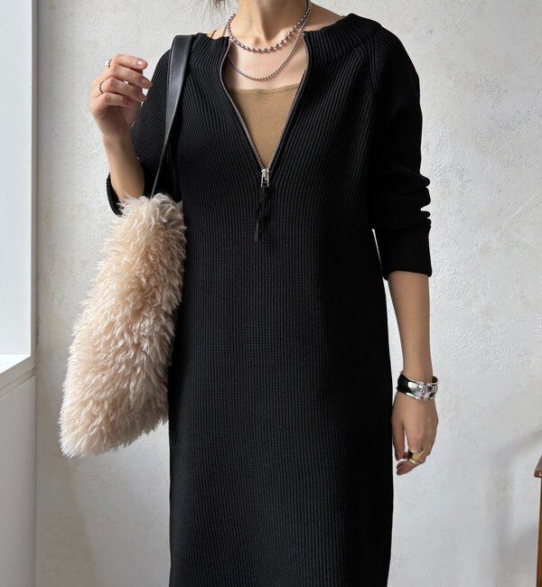  「【WEB限定】ジップニットワンピース」|ワンピース|