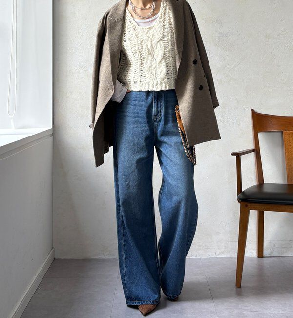  「【WEB限定】ケーブル編みローゲージニットベスト」|ニット・セーター|