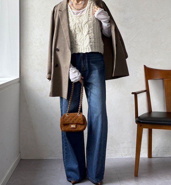  「【WEB限定】ケーブル編みローゲージニットベスト」|ニット・セーター|