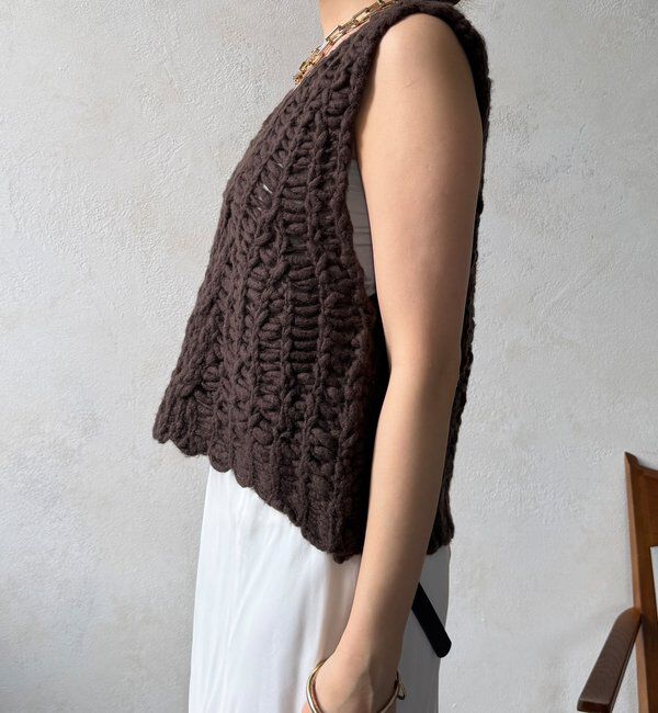  「【WEB限定】ケーブル編みローゲージニットベスト」|ニット・セーター|