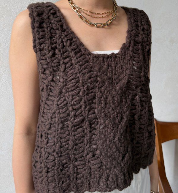  「【WEB限定】ケーブル編みローゲージニットベスト」|ニット・セーター|