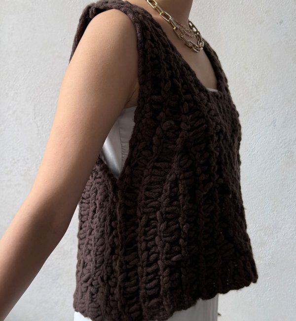  「【WEB限定】ケーブル編みローゲージニットベスト」|ニット・セーター|