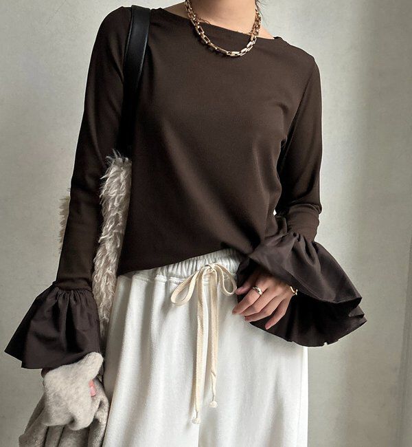  「バルーンカフリブトップス」|Tシャツ・カットソー|ブラウン