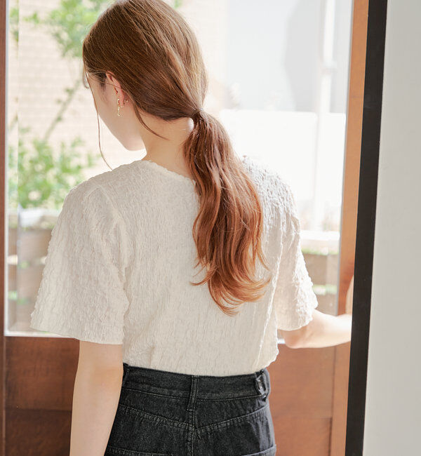  「【WEB限定】クラッシュジャガード半袖プルオーバー」|Tシャツ・カットソー|