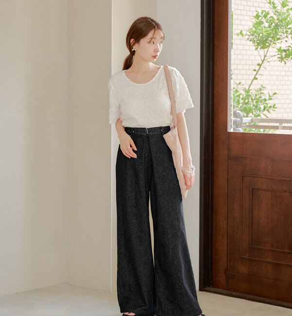  「【WEB限定】クラッシュジャガード半袖プルオーバー」|Tシャツ・カットソー|