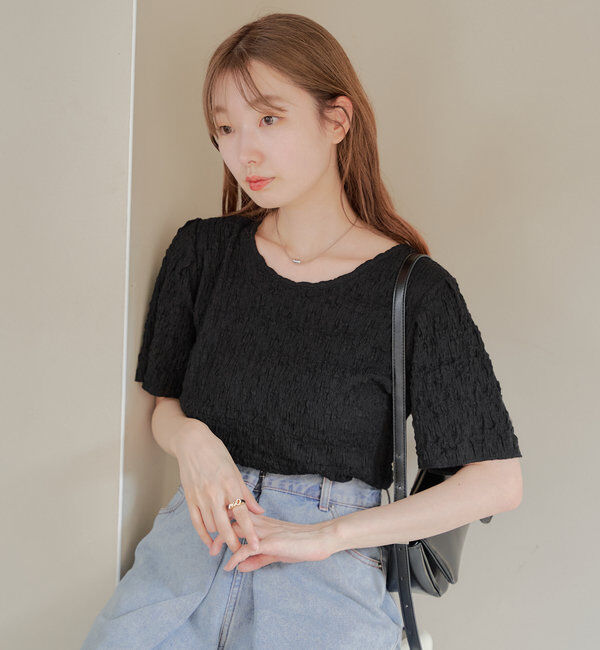  「【WEB限定】クラッシュジャガード半袖プルオーバー」|Tシャツ・カットソー|