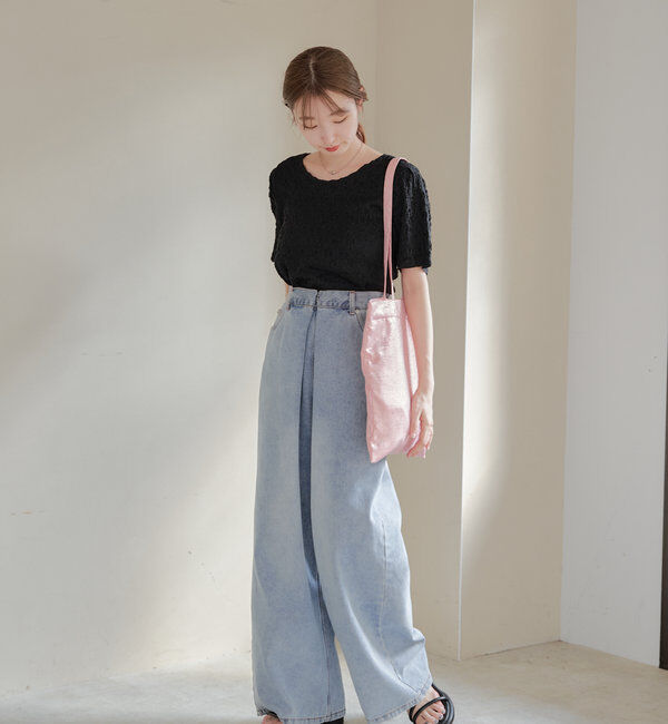  「【WEB限定】クラッシュジャガード半袖プルオーバー」|Tシャツ・カットソー|