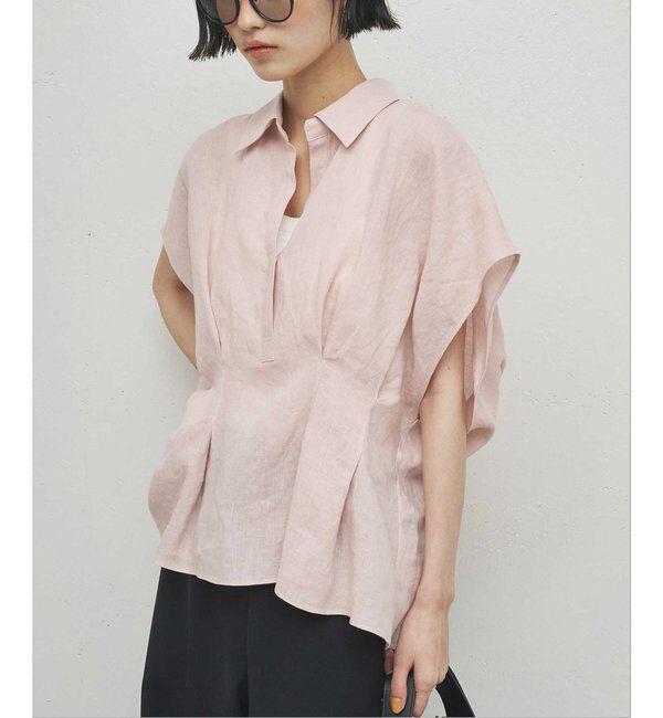  「【大人気ブラウスがリバイバル！】ハーフスリーブウエストシェイプシャツ」|シャツ・ブラウス|