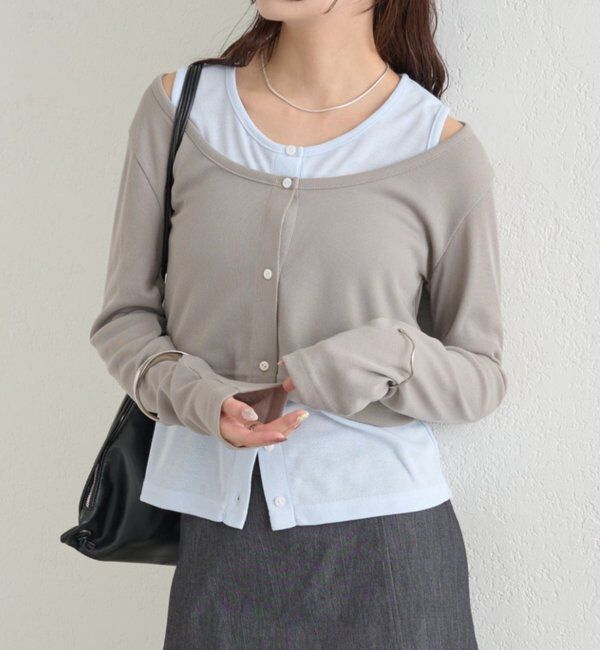  「配色レイヤードロングTシャツ」|Tシャツ・カットソー|