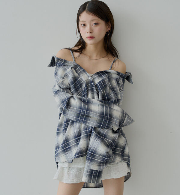  「【WEB限定6色展開】2WAYオーバーチェックシャツ」|シャツ・ブラウス|