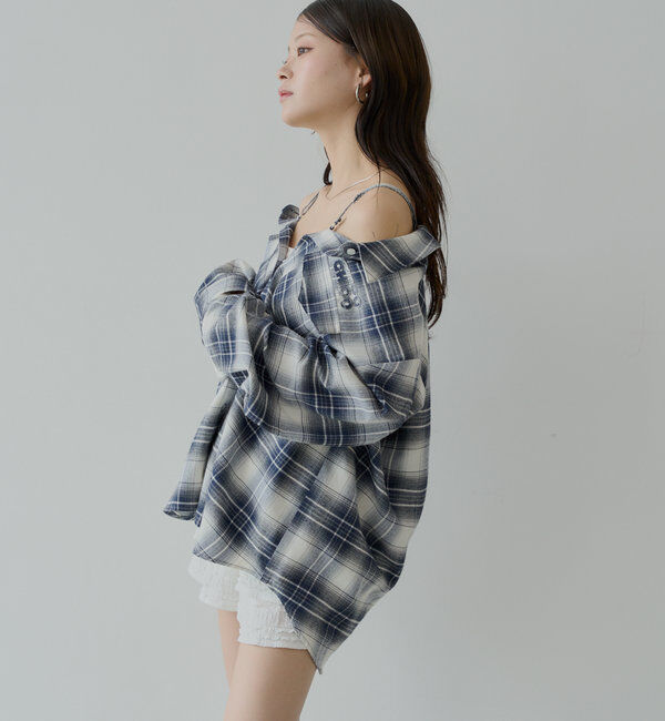  「【WEB限定6色展開】2WAYオーバーチェックシャツ」|シャツ・ブラウス|