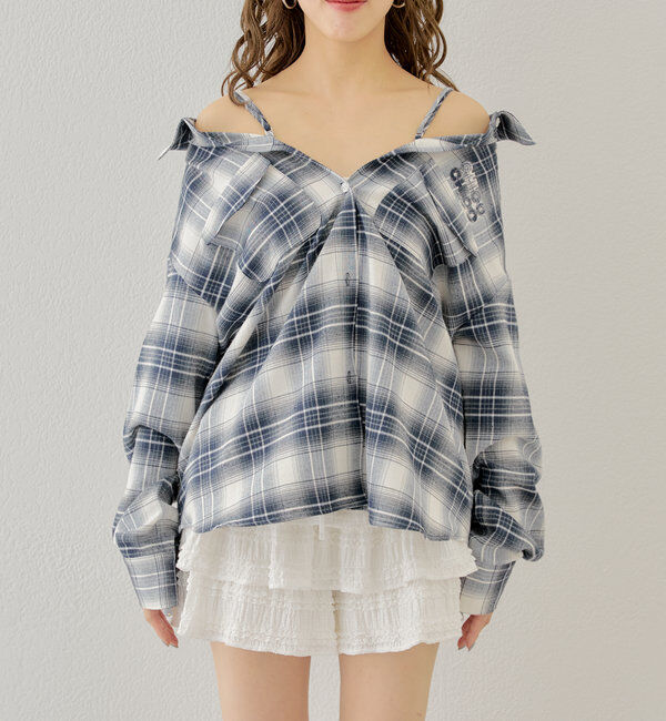  「【WEB限定6色展開】2WAYオーバーチェックシャツ」|シャツ・ブラウス|