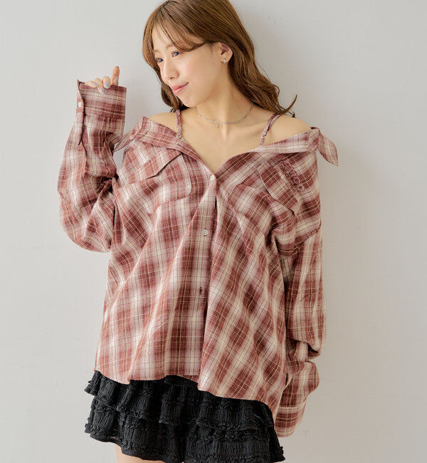  「【WEB限定6色展開】2WAYオーバーチェックシャツ」|シャツ・ブラウス|
