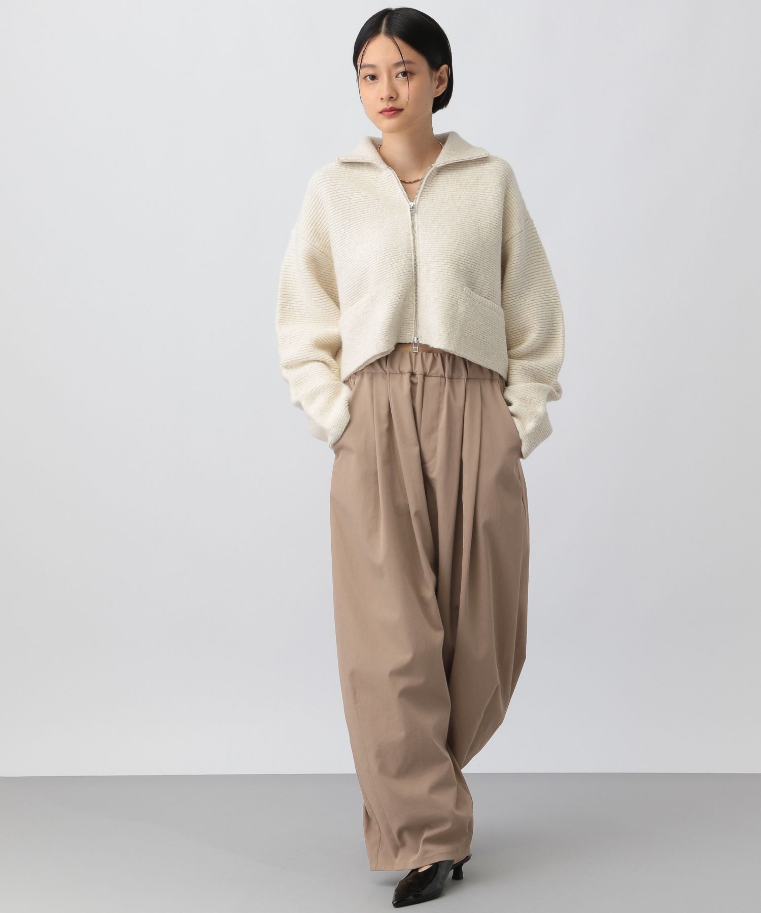 A part by 「ラメエリZIPカーディガン」|ニット・セーター|