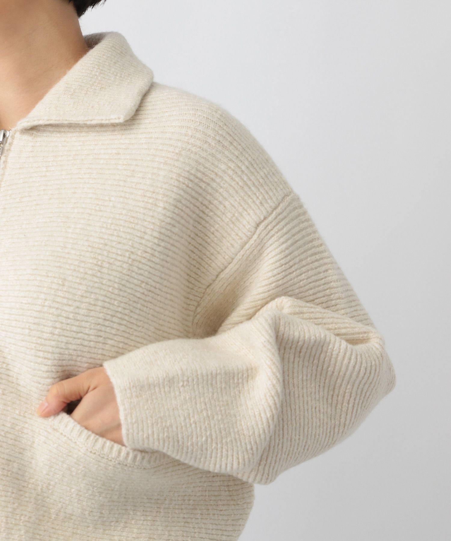 A part by 「ラメエリZIPカーディガン」|ニット・セーター|